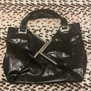 Kooba Y2K Early 2000's Vintage Rio Black Patent Leather Shoulder Bag
